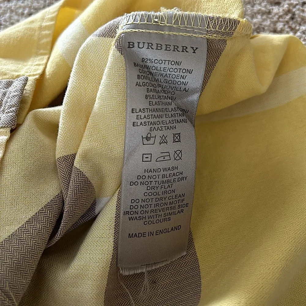 Burberry Brit Sunny Yellow/Grey Plaid Short Sleeve Shirt Top **Size L** 🌼🌼 - Picture 6 of 7